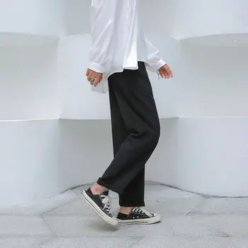 Korėjos Tiesiai Plataus kojų Vyrų Mados vientisos Spalvos, Verslo Laisvalaikio Kostiumas Kelnės Vyrams Kelnės Pavasario Visuomenės Mens Suknelę, Kelnes M-2XL