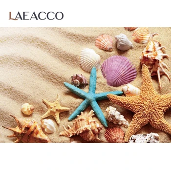 Laeacco Vasaros Paplūdimio Žvaigždė Shell Namų Dekoro Šalies Plakatas Baneriai Foto Fonas Fotografijos Fone Fotostudija