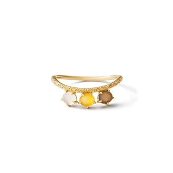 LAMOON 925 Sidabro Derliaus žiedas Moterims Matinis Natūralus citrinas rašė Kristalų Dūminis Kvarcas 14K Šviesos Auksą, Padengtą Fine Jewelry LMRI169