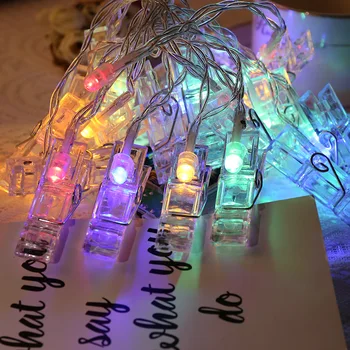 LED Kortelės Foto Įrašą Turėtojas String žibintai Pasakų Girliandą lempos Kalėdų, Naujųjų Metų Vestuves Apdailos Baterija atostogų lempos