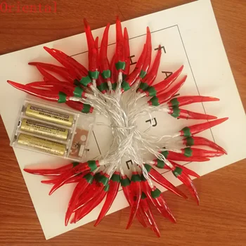 LED Raudonos Paprikos Šviesos Eilutę su baterijomis Pasakų Žibintai Naujųjų metų Girlianda Girliandą Atostogų Vestuves Kalėdinė Dekoracija