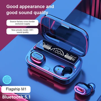 M1 TWS Bluetooth 5.1 Ausinės 2000mAh Baterija Lauke Belaidžių Ausinių Stereo Sporto Vandeniui sweatproof Ausinių Ausinių