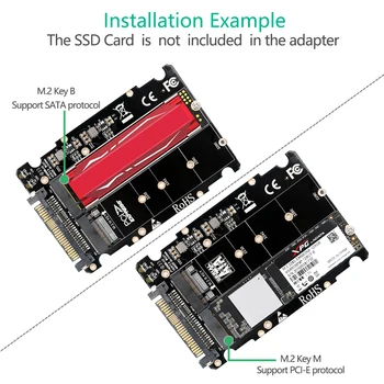 M2 SSD U. 2 2 Adapteris 1 M. 2 NVMe SATA-Autobusų NGFF SSD su PCI-e U. 2 SFF-8639 PCIe M. 2 Adapteris Keitiklis skirtas Staliniams Kompiuteriams
