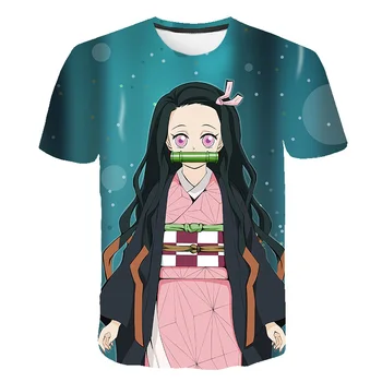Mados 3D Komiksų Demon Slayer T-shirt Vasaros Anime Berniukų Marškinėliai Mergaitėms, drabužiai camiseta Kimetsu nr. Yaiba Vaikų Marškinėliai Topai