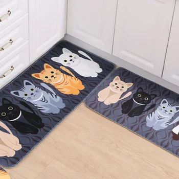 Mados Grindų Kilimėliai Animaciją Kačių Pagalvėlės Spausdinti Kilimai Doormats Virtuvės Vonios Kambarį Anti-Slip Pad J8