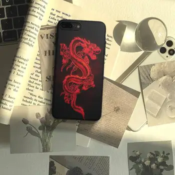 Mados Gyvūnų Red Dragon Telefono dėklas Fundas Korpuso Dangtelis, Skirtas 