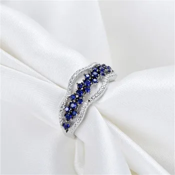 Mados Tuščiaviduriai Blue Crystal Žiedą, Moterims Žavesio AAA Cirkonis Piršto Žiedas Vestuvių Juostoje Žiedas Valentino Diena Dovana