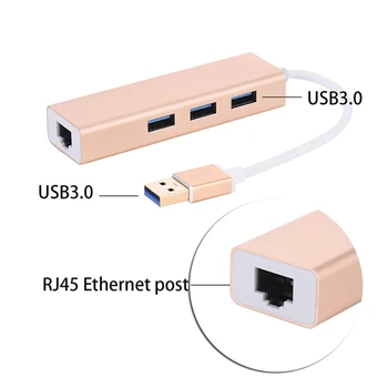 Maikou USB 3.0, 3-Port USB 3.0 HUB su RJ45 Gigabit 1000Mbit Ethernet Aliuminio