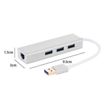 Maikou USB 3.0, 3-Port USB 3.0 HUB su RJ45 Gigabit 1000Mbit Ethernet Aliuminio