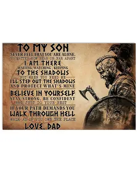 Mano Sūnus Viking Pasididžiavimas Meilė iš Tėčio,Apnašas Retro Namo Kambarį, Vyras Urvas Dovana tėvo Diena Alavo Metalo Pasirašyti Plakatas