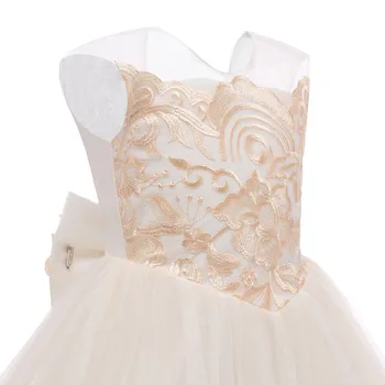Mergaitės Aukso Nėrinių Kamuolys Suknelė, Uždusęs Lankas Gėlių Mergaitės Suknelė Spalvingas Inscenizacija Vestuves Princesė Dress Vaikams Kūdikių 2-13Y