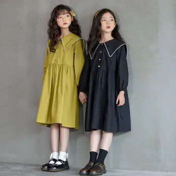 Mergaičių suknelės 2021 naujas sijonai pavasarį ir vasarą korėjos ilgomis rankovėmis karinio jūrų laivyno apykaklės vaikų pavasario drabužių P4534