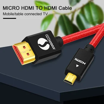 Micro HDMI į HDMI Kabelis Vyrų Vyrų Didelės Spartos Micro HDMI Kabelis, 2.0 3D 1080P už GoPro Projektorius Tablet HDTV Kamera, Mikro HDMI
