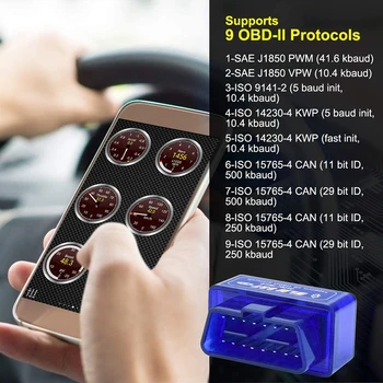 Mini Bluetooth OBD2 Skaneris ELM327 Automobilio OBD OBDII Kodas Skaitytojas Automobilių Patikra Variklio Lemputė Scan Diagnostikos Įrankis, skirtas iOS,Android, PC