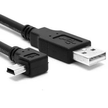 Mini USB B Tipo 5pin Vyrų Kairėn, Dešinėn 90 Laipsnių Kampu USB 2.0 Male Duomenų Kabelis
