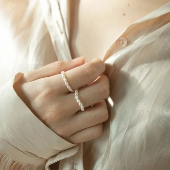 Minimalistinio Multi Granulių Natūralių Gėlavandenių Perlų Žiedai Moterims Piršto Papuošalai Nereguliarus Perlų Žiedas, Vestuvių Aksesuarai Dovanos