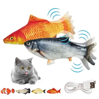 Minkštas Pet Elektroninių Žuvų Žaislas, Šokių Floppy Žuvų Žaislas, USB Įkrovimo Katės Kramtymo Žaislais, Modeliavimo Katė Elektroninis Žaislas 