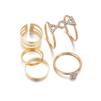 Modyle Naujas Dizainas, Vintage Aukso Žiedų Rinkinys Moterims BOHO Kristalų Midi Piršto Žiedą Moterų Bohemijos Papuošalai, Dovanos