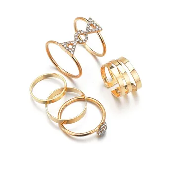 Modyle Naujas Dizainas, Vintage Aukso Žiedų Rinkinys Moterims BOHO Kristalų Midi Piršto Žiedą Moterų Bohemijos Papuošalai, Dovanos