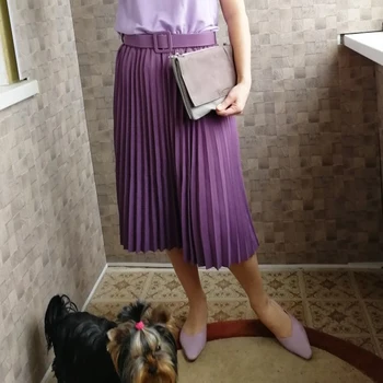 Moterų derliaus elegantiškas midi sijonas su diržu Vasaros 2021 Moterų aukšto juosmens plisuotas sijonas moterų panele Laisvalaikio kelnės moteriška Rudens