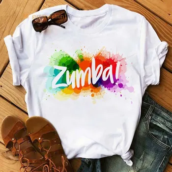 Moterų drabužiai Zumba Dance Hip-Hop T Shirts Grafinis Spausdinti Tees Viršūnes Vasaros Mados trumpomis rankovėmis T-shirt Mergina grunge estetines