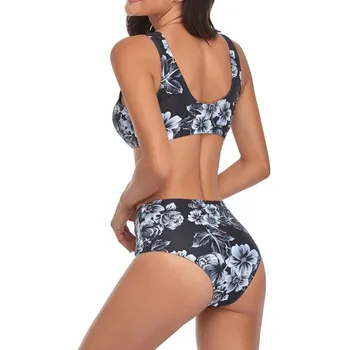 Moterų Mados Sexy tie dažai Spausdinti Aukštos Juosmens Padalinta maudymosi kostiumėlį Bikini Bather Plaukimo Paplūdimio Maudymosi Kostiumas