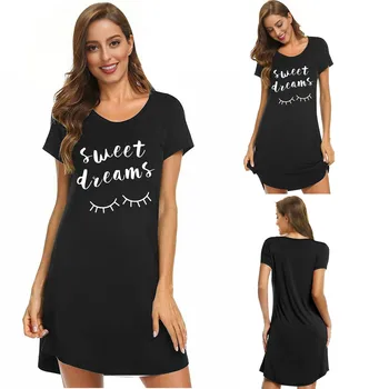Moterų Nightgowns Miega Trumpas Rankovės Miego Suknelė Mielas Spausdinti Naktį Sleepshirts Nežiūriu Sleepwear Laisvi, Patogūs Homewear T3