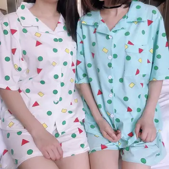 Moterų pižama trumpomis rankovėmis pižama moterų vasarą cartoon mielas geometrinis namų drabužiai populiarus Japonijos ir korėjos Šortai Rinkinys