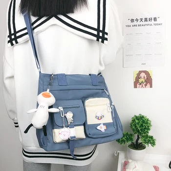 Multi-pocket Kawaii Moterys mokyklos maišą Mados Paprasta Japonijos kolegijos studentų pečių maišą nešti krepšius 