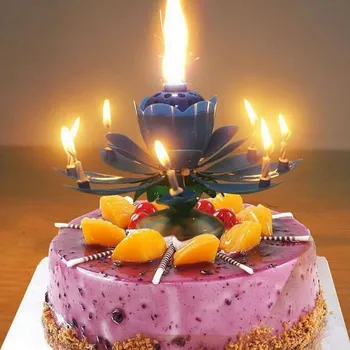 Muzikos Žvakė Butas Muzikos Lotus Žvakė Sukasi Dvigubai Gėlių Žiedų Tortas Žvakė 