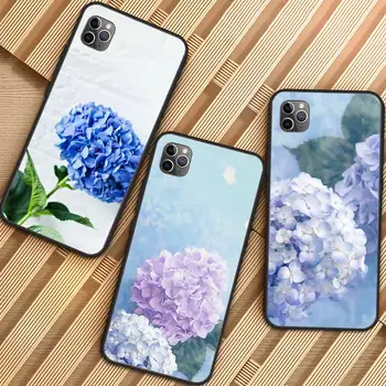 Mėlyna Hydrangea Botanikos gėlių Telefono dėklas skirtas iPhone 11 12 mini pro XS MAX 8 7 6 6S Plus X 5S SE 2020 XR