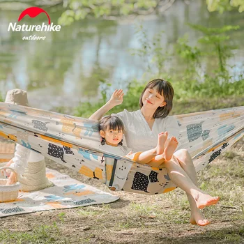 Naturehike Spausdinti tėvų-vaikų hamakas lauko išplėsti kovos su virtimo swing dvigubo laisvalaikio kempingas hamakas