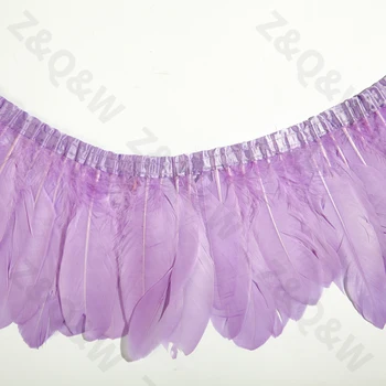 Natūralių žąsų plunksnų dažyti šviesiai violetinės į 2 metrų audinio juostelės 