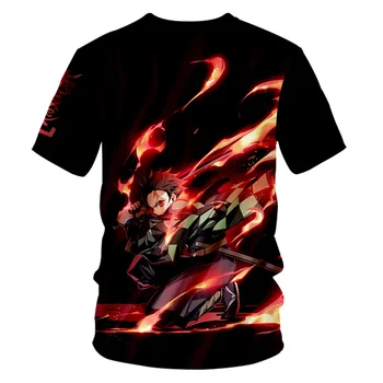 Nauja Japonų Anime Kimetsu Nr. Yaiba Demon Slayer T Shirt Grafikos 3D spausdinimo Viršūnes Tees Marškinėlius Streetwear Punk T-marškinėliai Vyrams, drabužiai