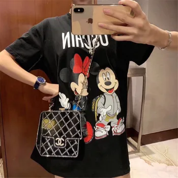 Nauja Vasaros Mickey T-marškiniai, trumparankoviai Moterų Mickey Mouse Animacinių filmų Spausdinti Pusė Rankovėmis Mados Visas Rungtynes Prarasti Apvalios Kaklo Viršų