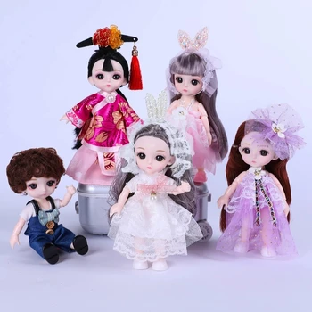 Naujas 16cm BJD Doll Universalus Drabužius 1/12 Mini Suknelė Princesė Kinų Stiliaus Drabužių Priedai Mergina Mados Suknelė Iki 