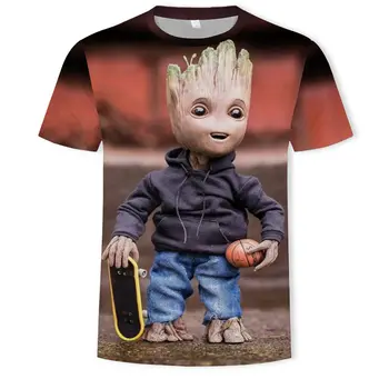 Naujas 2021 3D Atspausdintas Anime Groot Medžio Mados Vaikai, Berniukas ir Mergaitė Mielas Marškinėliai Atsitiktinis Vasaros Vyrai Moterys T-Shirt Vaikų Drabužių Viršūnes Tees