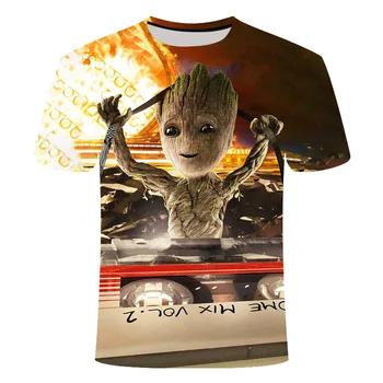 Naujas 2021 3D Atspausdintas Anime Groot Medžio Mados Vaikai, Berniukas ir Mergaitė Mielas Marškinėliai Atsitiktinis Vasaros Vyrai Moterys T-Shirt Vaikų Drabužių Viršūnes Tees