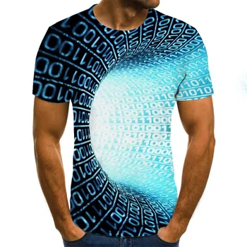Naujas 3D Grotelės Tunelis Grafinis Marškinėliai Geometrinis Modelis Spausdinti vyriški marškinėliai Atsitiktinis Harajuku Viršūnės Vasarą, O-kaklo Plius Dydis Tshirts
