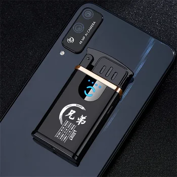 Naujas Elektrinis Metalo dvipusis Volframo Cigarečių Degiklio Liesti jutiklis Nešiojami Vėjo USB Įkrovimo lengvesni Vyrams, Dovanos