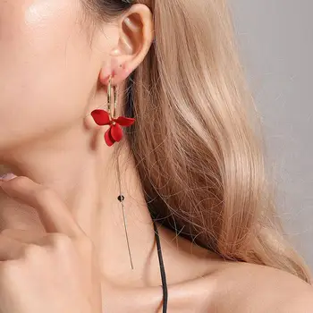 Naujas korėjos versija populiarus žiedlapis asimetrinė auskarai mados asmenybės ilgai geometrinis išskirtinį kutas auskarai moterims