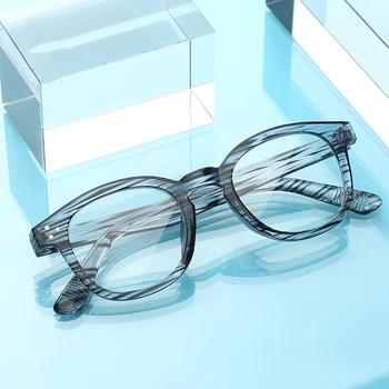 Naujas kovos su mėlyna šviesa akinius plokščias veidrodis didelis rėmas retro mados akiniai vyrams prabangūs aiški ratas akinius merginos akiniai