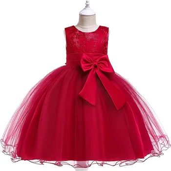 Naujas Nėrinių Princesė Mergina Dress vaikams Kalėdų Gimtadienio Drabužių, Gėlių mergaičių Vestuvių Raudonos Suknelės Vaikams Žiemos Prom Kostiumas