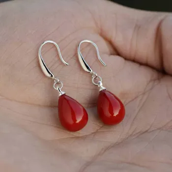 Naujas raudonas perlas pakabukas auskarai imitacija, perlų ilgi auskarai skaidraus krištolo opal auskarai, yra romantiška dovana moterims