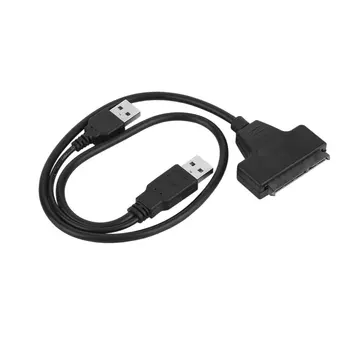 Naujausias USB 2.0 Male Į SATA 7+15P 22 Pin Kabelis Adapteris iš 2.5