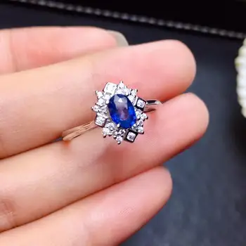 Nauji gamtinių mėlynas safyras karoliai ir sidabro žiedas papuošalų rinkinys gamtos perlas geros spalvos nekilnojamojo 925 sidabro ornamentu gimtadienio dovana