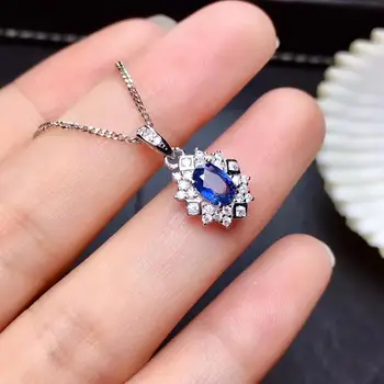 Nauji gamtinių mėlynas safyras karoliai ir sidabro žiedas papuošalų rinkinys gamtos perlas geros spalvos nekilnojamojo 925 sidabro ornamentu gimtadienio dovana