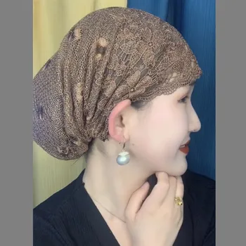 Naujo Dizaino Nėrinių Galvos Apsiaustas Moterų Musulmonų Turbaną Bžūp Islamas galvos Apdangalai Moteriška Skarelė variklio Dangčio Vėžio Chemo Skrybėlę
