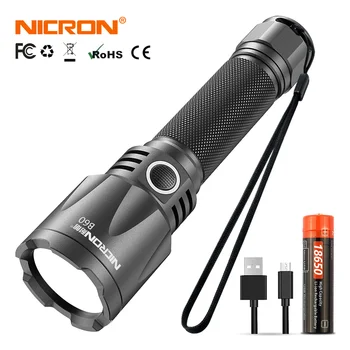 NICRON B60 LED Taktinis Žibintuvėlis Super Šviesus 1000 Liumenų USB Įkrovimo IPX8 Vandeniui 6 Režimai Žibintuvėlis Šviesos Lauko