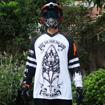Off road Motorcycl Juoda Long Sleeve T-shirt Crucifixi Spausdinti Vyrų Kalnų Jersey MTB Viršūnes Dviračių Džersis Vyrų Kalnų Dviračių Marškinėliai